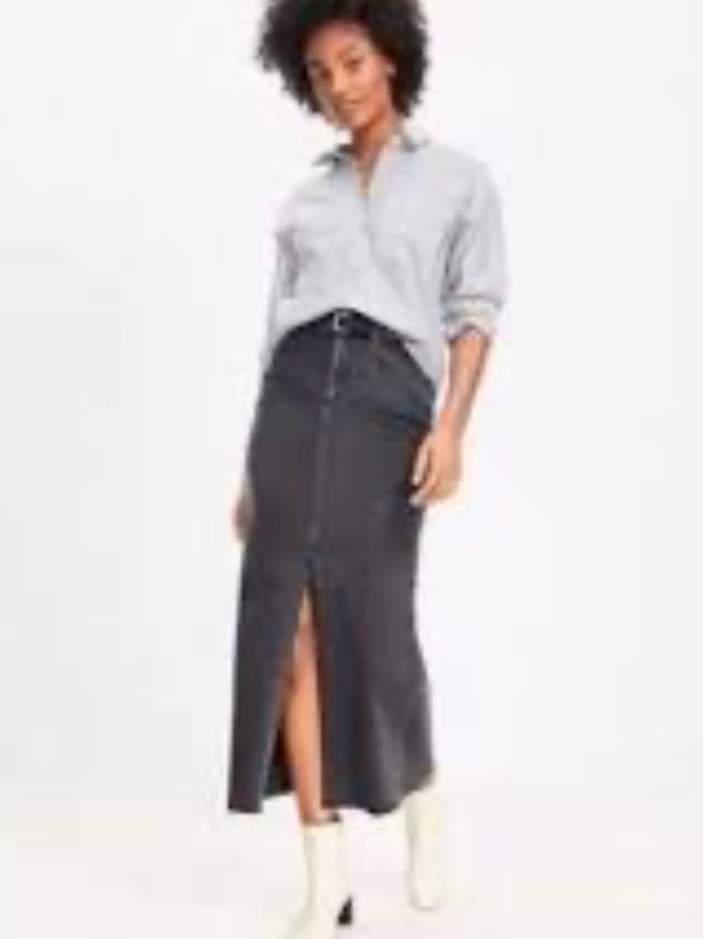 Loft Denim Maxi Skirt in Washed Black
